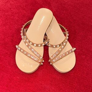 Madden Girl Tan Studded Slide Sandals